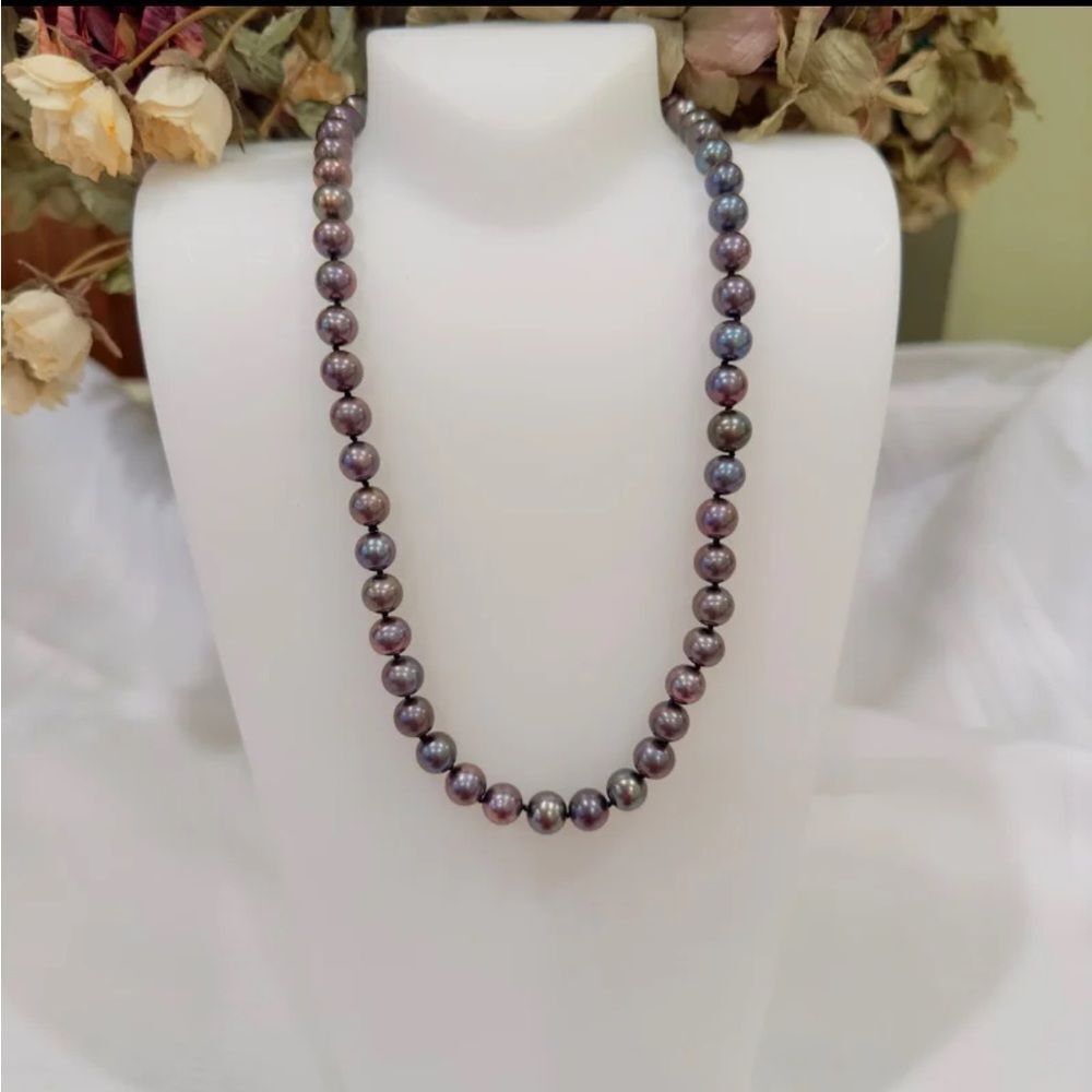 Black Pearl Necklace, Bracelet and Earrings Set
